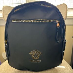 VERSACE Parfums Backpack with Logo Black Gold Limited Edition 12" Medium NWOT